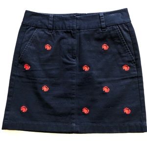 Navy Blue Mini Skirt with Red Accents